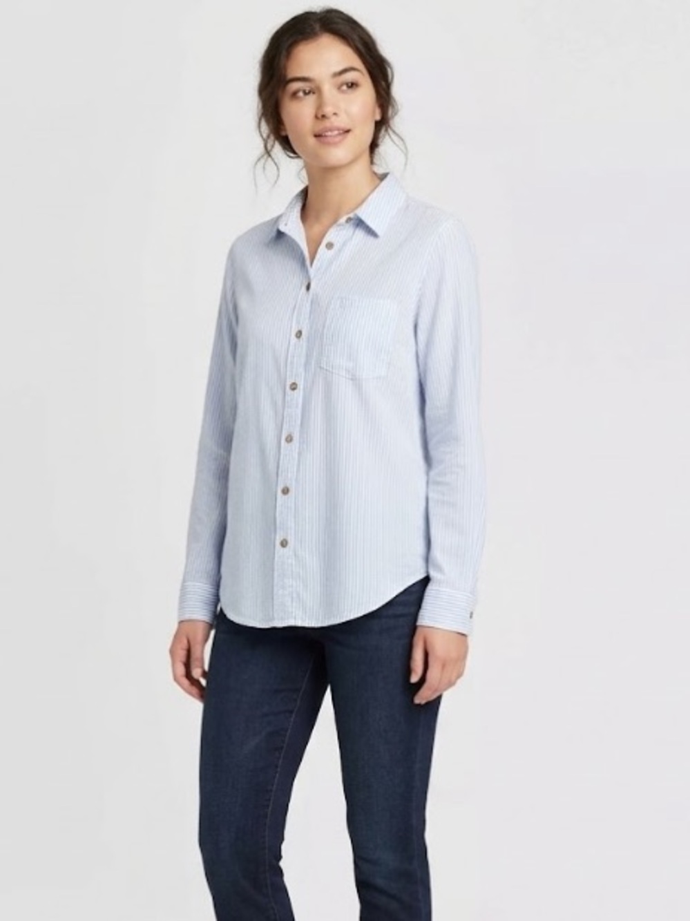 SO Long Sleeve Button Down Blue Striped Shirt